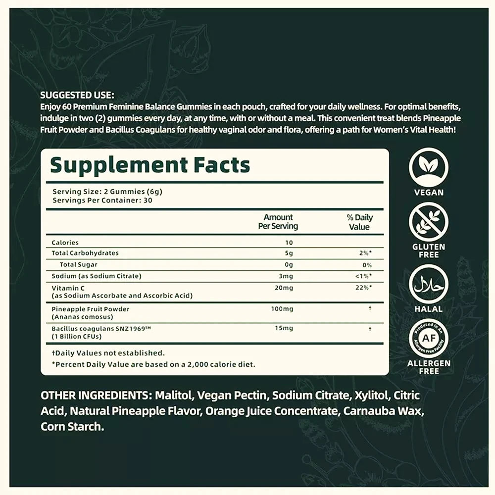 Vital Source Feminine Balance Gummies – Hawaiian Pineapple
